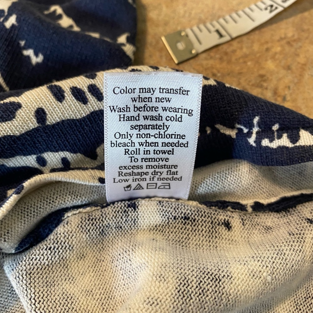 Coldwater Creek Blue and Cream Sweater Knit Tank Top Women's Size L Silk/Cotton - Picture 7 of 7